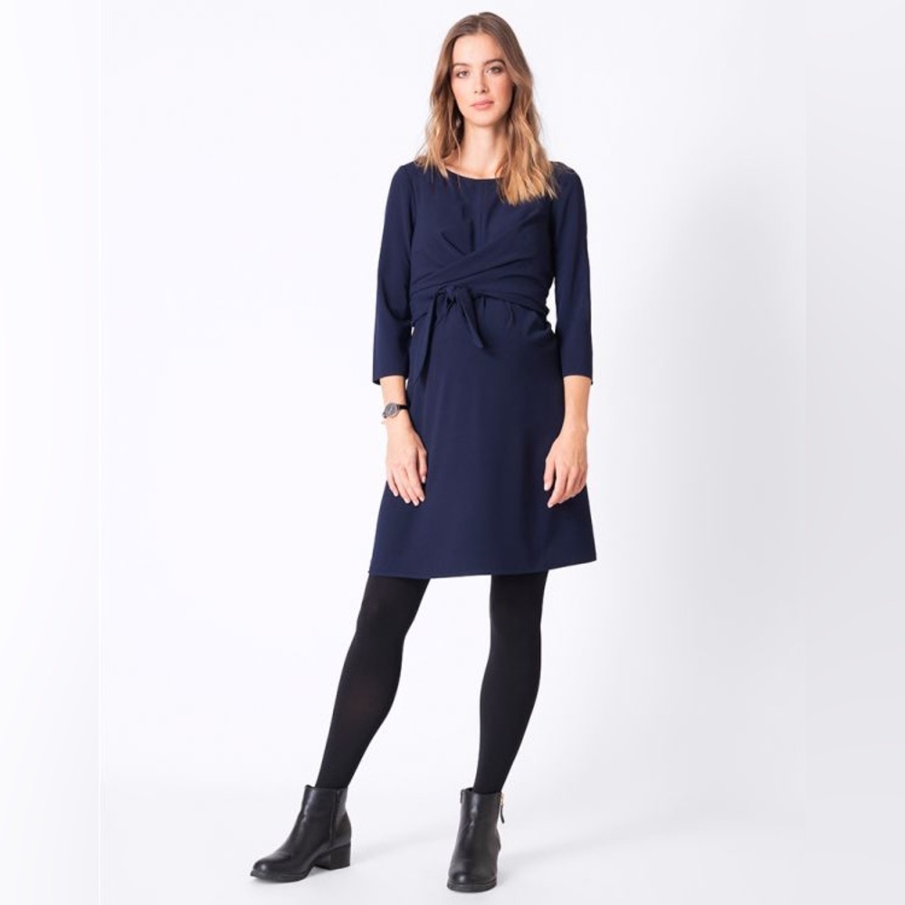 Navy maternity and nursing dress Seraphine size 10 US